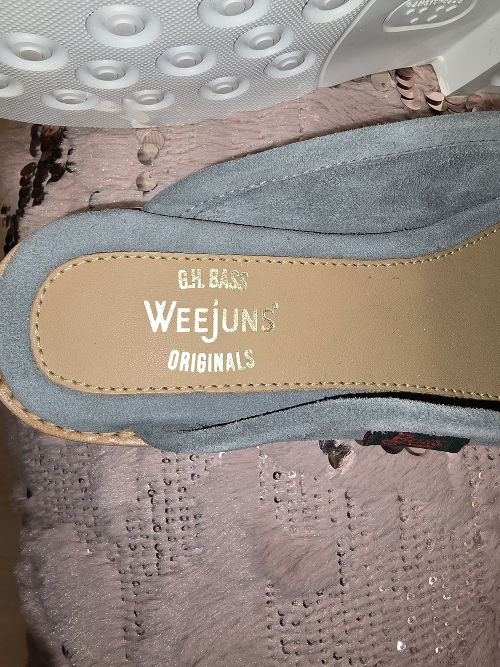 Women's Dusty Blue/grey Suede Penny Loafer Mules - Picture 5 of 5